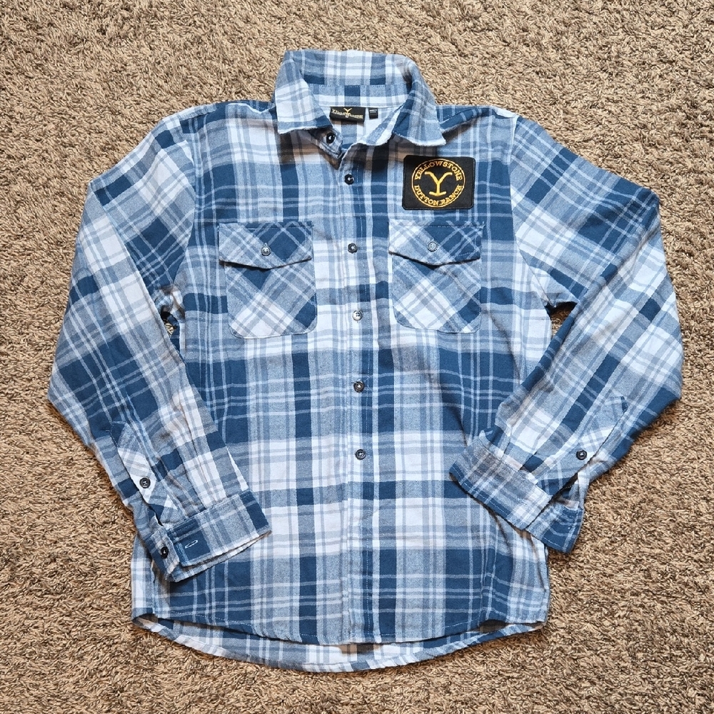 Yellowstone Dutton Ranch Medium Button Up Long Sleeve Collar Shirt Top